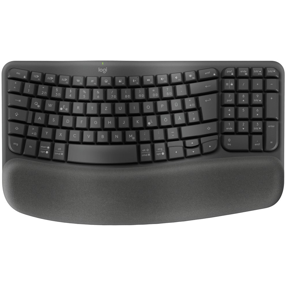 Logitech Wave Keys wireless ergonomic keyboard - GRAPHITE - (DE) - 2.4GHZ/BT - N/A - CENTRAL-419 - UNIVERSAL