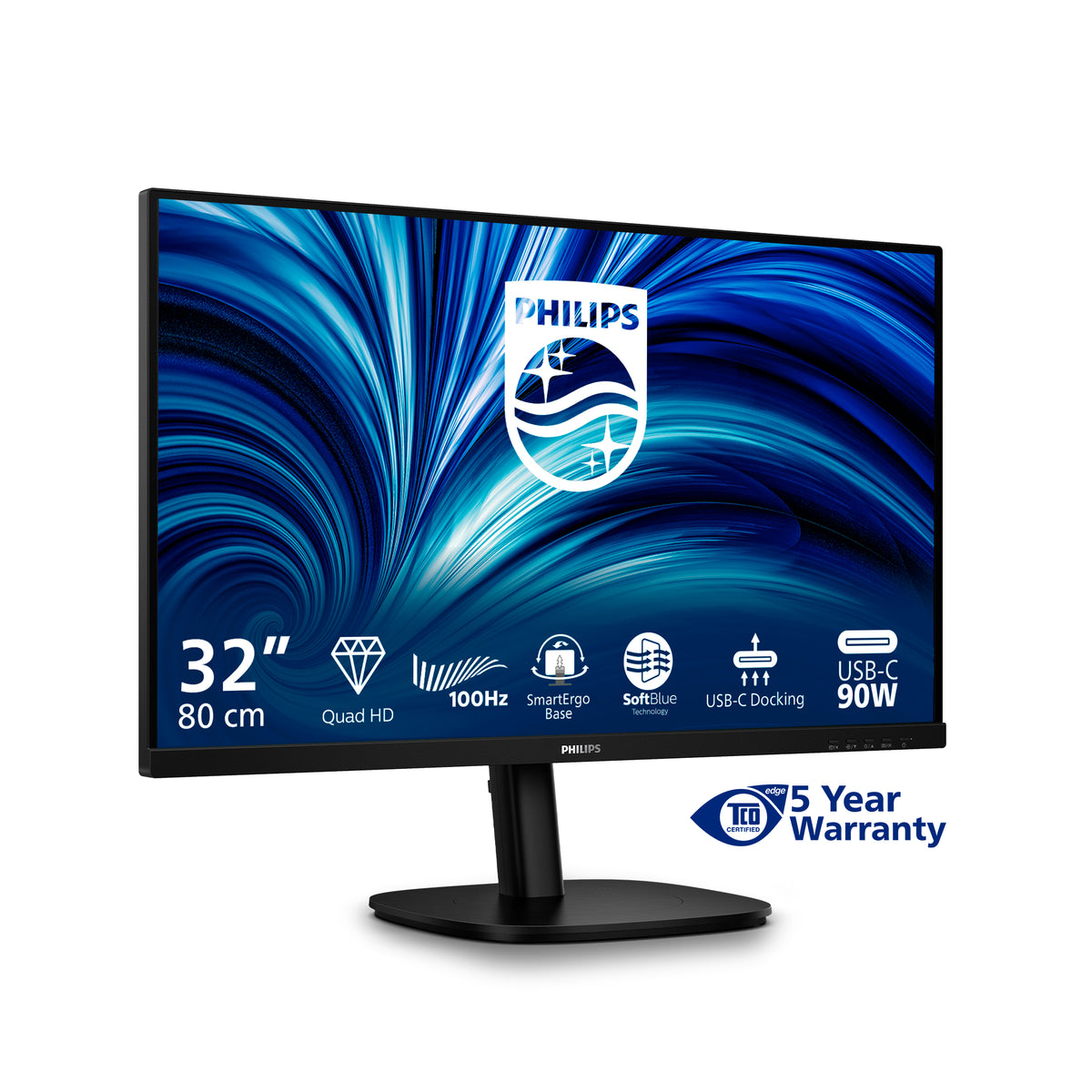 Philips 32B2U3601/00 Computerbildschirm 80 cm (31.5") 2560 x 1440 Pixel Quad HD LCD Schwarz