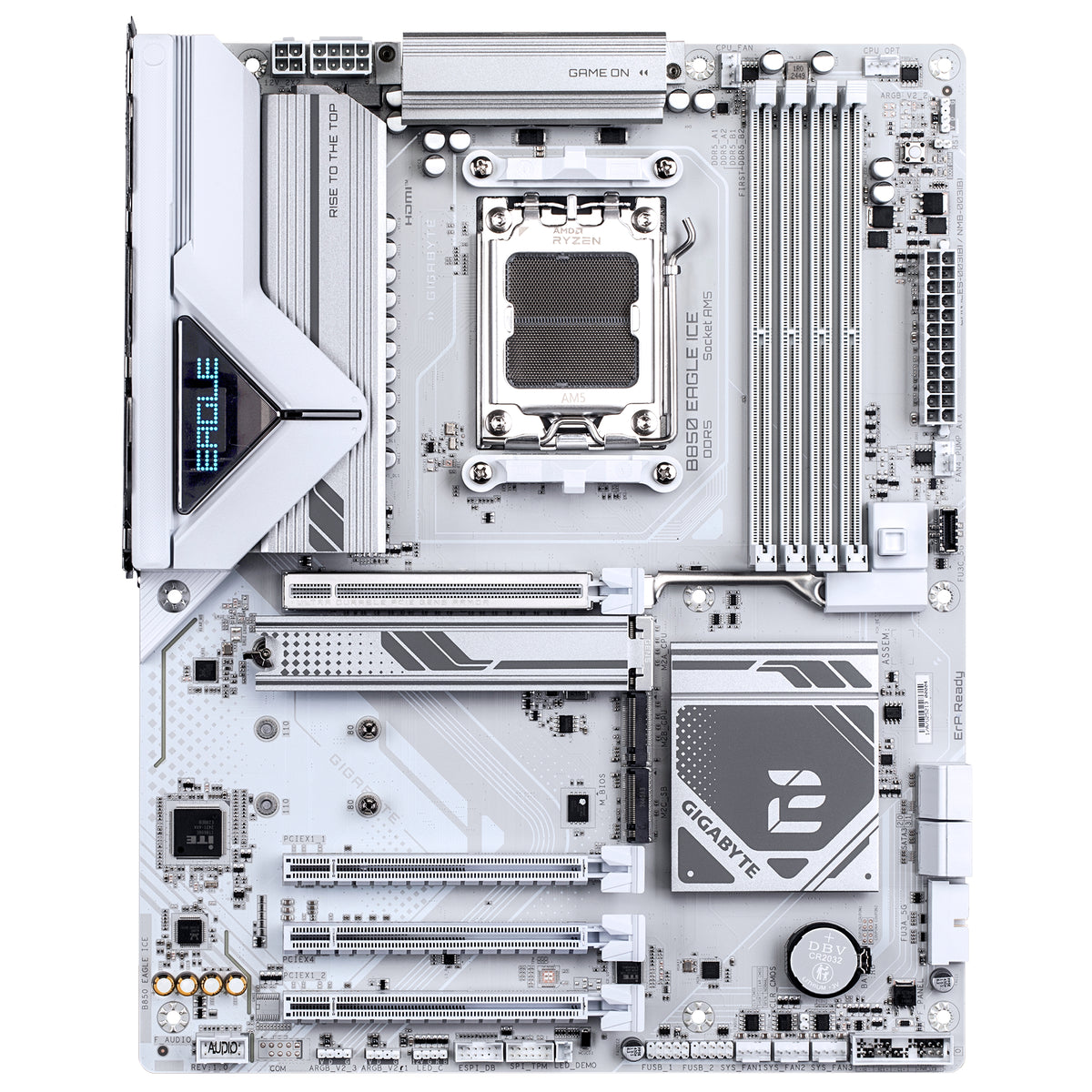 GIGABYTE B850 EAGLE ICE Mainboard – AMD Ryzen 9000 Serien-Prozessoren, 8+2+2 Phasen Digital-VRM, bis zu 8200 MHz DDR5 (O.C), 1 x PCIe 5.0 M.2 + 2 x PCIe 4.0 M.2, 2.5 GbE LAN, USB 3.2 Gen 2