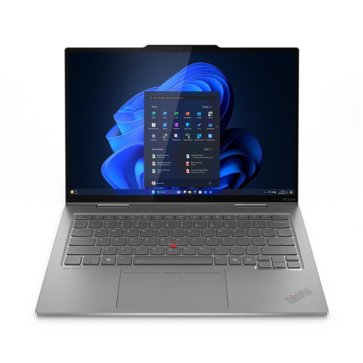 Lenovo ThinkPad X1 2-in-1 Gen 10 Aura Edition Copilot+ PC Intel Core Ultra 7 258V Hybrid (2-in-1) 35,6 cm (14") Touchscreen WUXGA 32 GB LPDDR5x-SDRAM 1 TB SSD Wi-Fi 7 (802.11be) Windows 11 Pro Grau Deutsch
