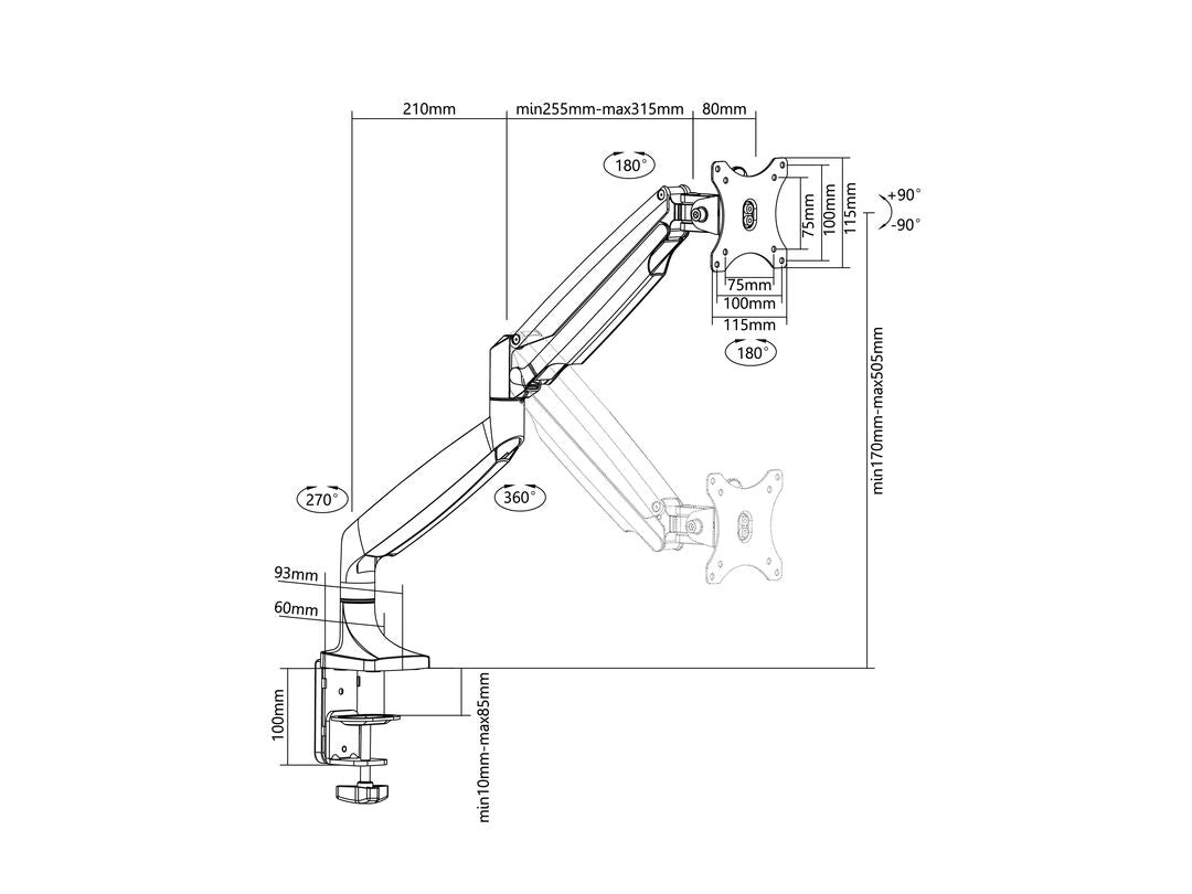 Multibrackets 3255 Flachbildschirm-Tischhalterung 68,6 cm (27") Tisch/Bank Silber