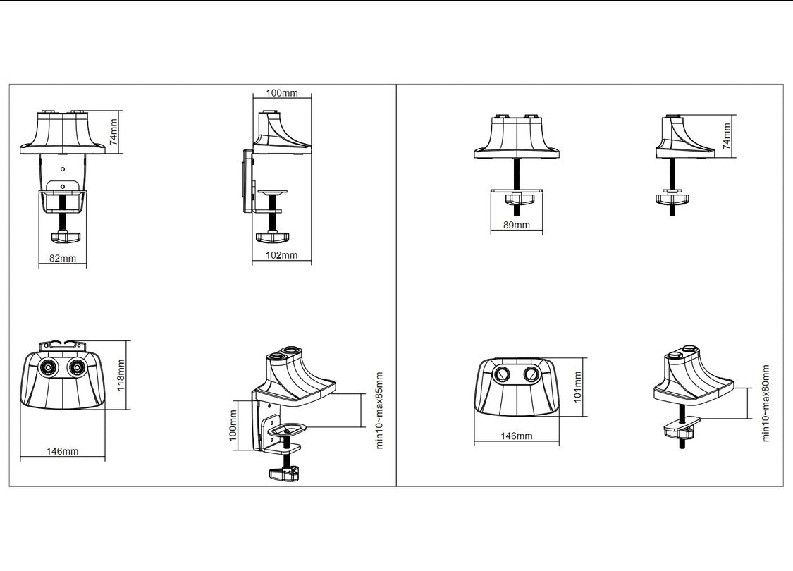Multibrackets 3286 Flachbildschirm-Tischhalterung 68,6 cm (27") Tisch/Bank Schwarz, Silber