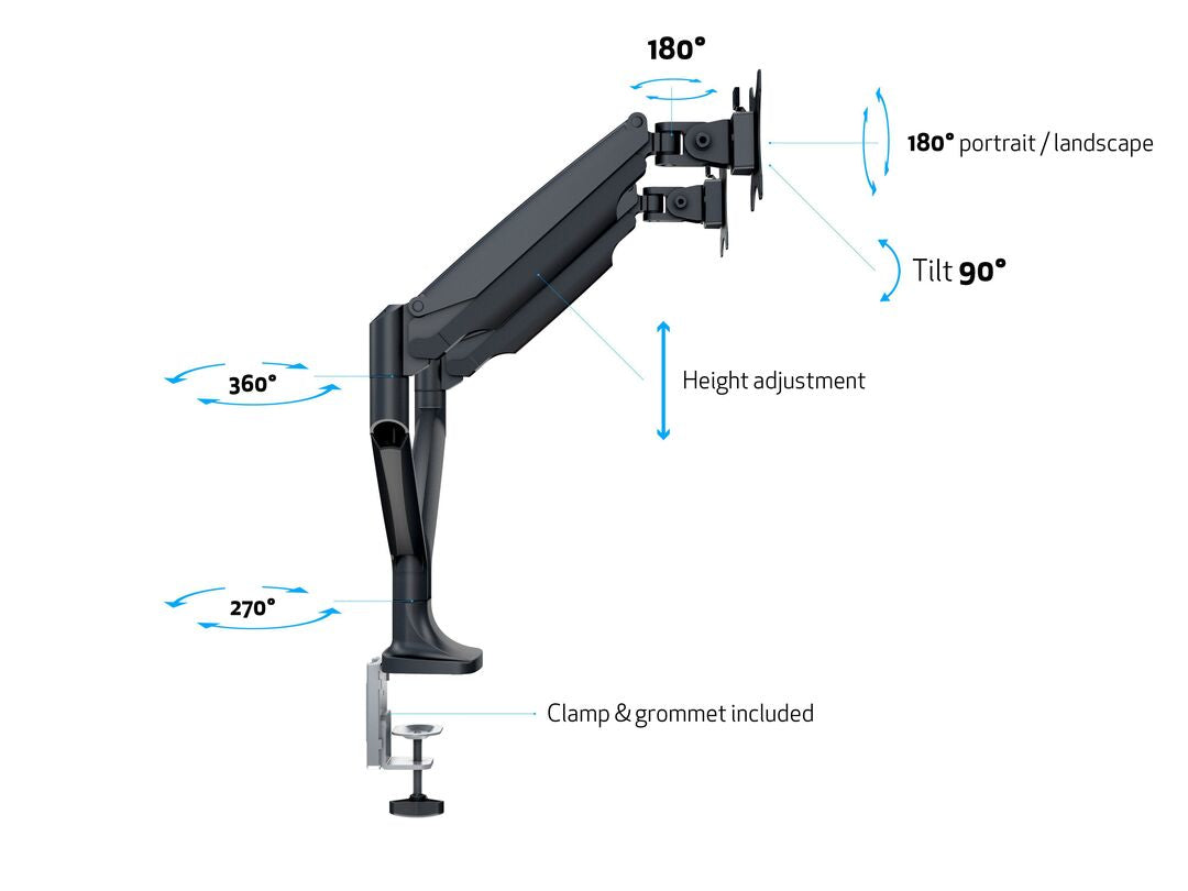 Multibrackets 3286 Flachbildschirm-Tischhalterung 68,6 cm (27") Tisch/Bank Schwarz, Silber