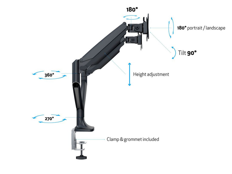 Multibrackets 3286 Flachbildschirm-Tischhalterung 68,6 cm (27") Tisch/Bank Schwarz, Silber