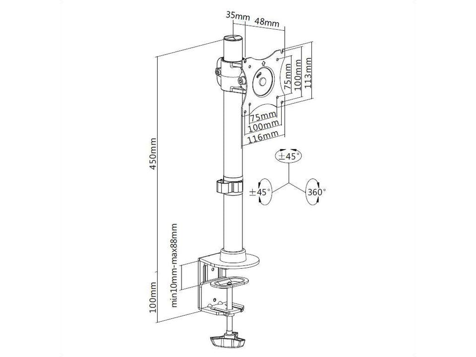Multibrackets 3293 Flachbildschirm-Tischhalterung 68,6 cm (27") Tisch/Bank Schwarz