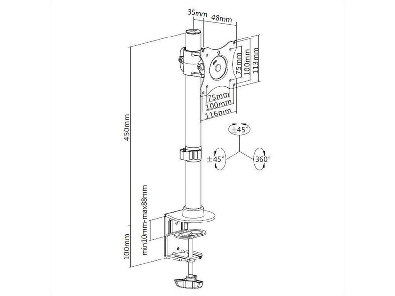 Multibrackets 3293 Flachbildschirm-Tischhalterung 68,6 cm (27") Tisch/Bank Schwarz