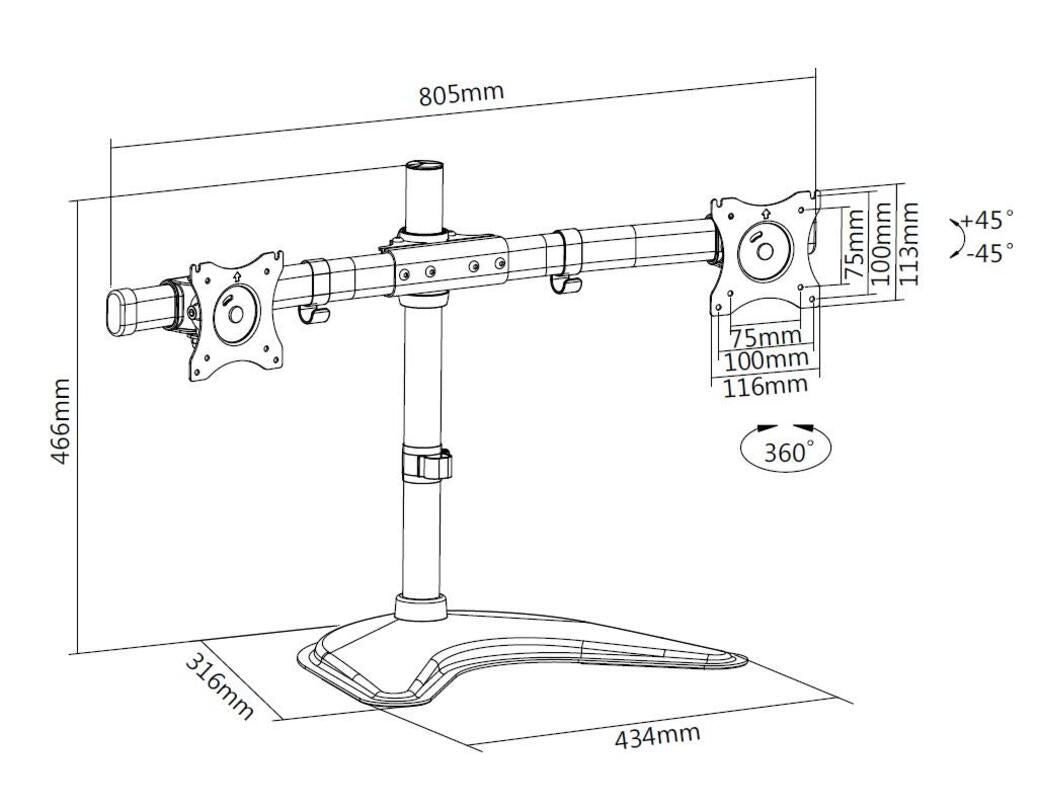 Multibrackets 3330 Flachbildschirm-Tischhalterung 68,6 cm (27") Tisch/Bank Schwarz
