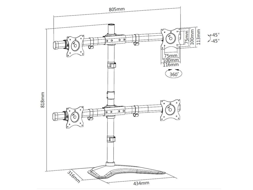 Multibrackets 3347 Flachbildschirm-Tischhalterung 68,6 cm (27") Tisch/Bank Schwarz