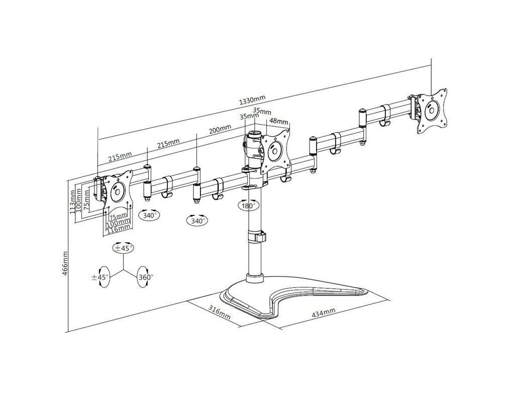 Multibrackets 3392 Flachbildschirm-Tischhalterung 68,6 cm (27") Tisch/Bank Schwarz