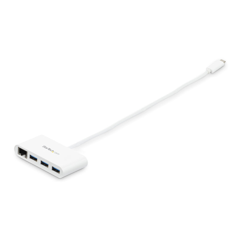 StarTech.com 3 Port USB 3.0 Hub plus Gigabit Ethernet - 5Gbps - USB-C - Weiß