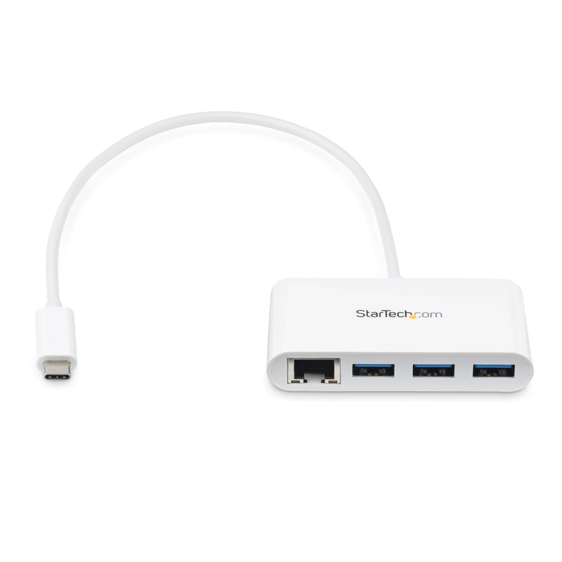 StarTech.com 3 Port USB 3.0 Hub plus Gigabit Ethernet - 5Gbps - USB-C - Weiß