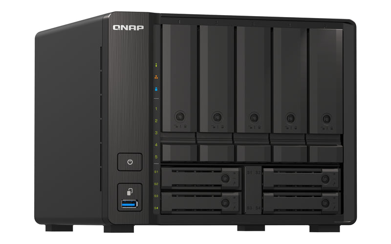 QNAP TS-H973AX NAS Tower Ryzen Embedded V1500B 8 GB DDR4 0 TB QuTS hero Schwarz