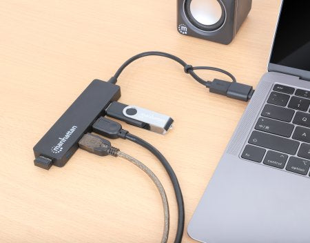 Manhattan 180863 laptop-dockingstation & portreplikator USB 3.2 Gen 1 (3.1 Gen 1) Type-A + Type-C Schwarz