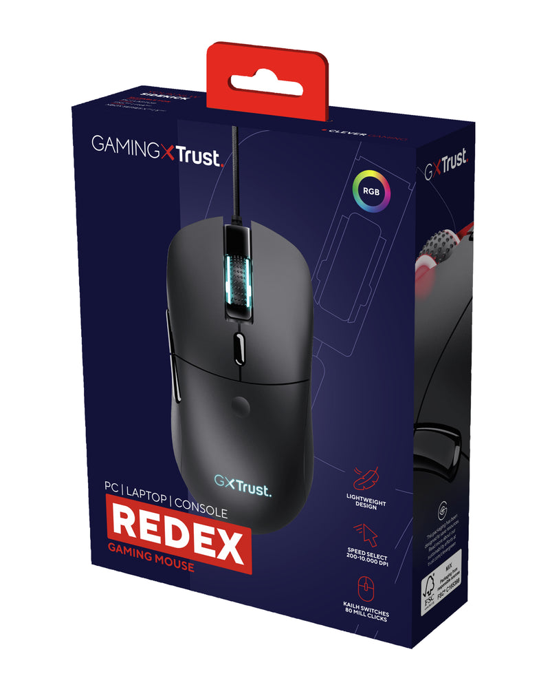 Trust GXT 981 Redex Maus Gaming rechts USB Typ-A Optisch 10000 DPI
