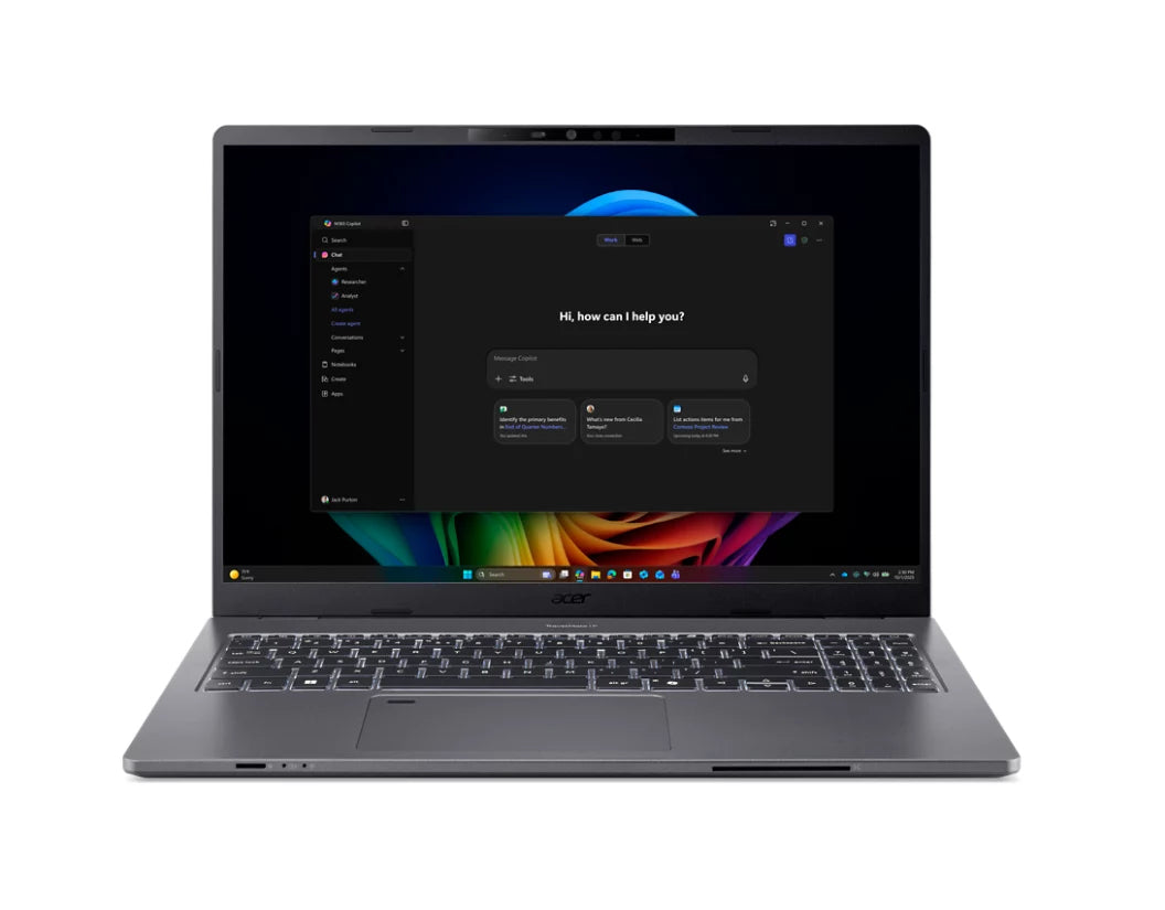Acer TravelMate P2 16 AI TMP216-52-TCO-58XS Copilot+ PC Intel Core Ultra 5 325 Laptop 40,6 cm (16") WUXGA 16 GB DDR5-SDRAM 512 GB SSD Wi-Fi 7 (802.11be) Windows 11 Pro Grau