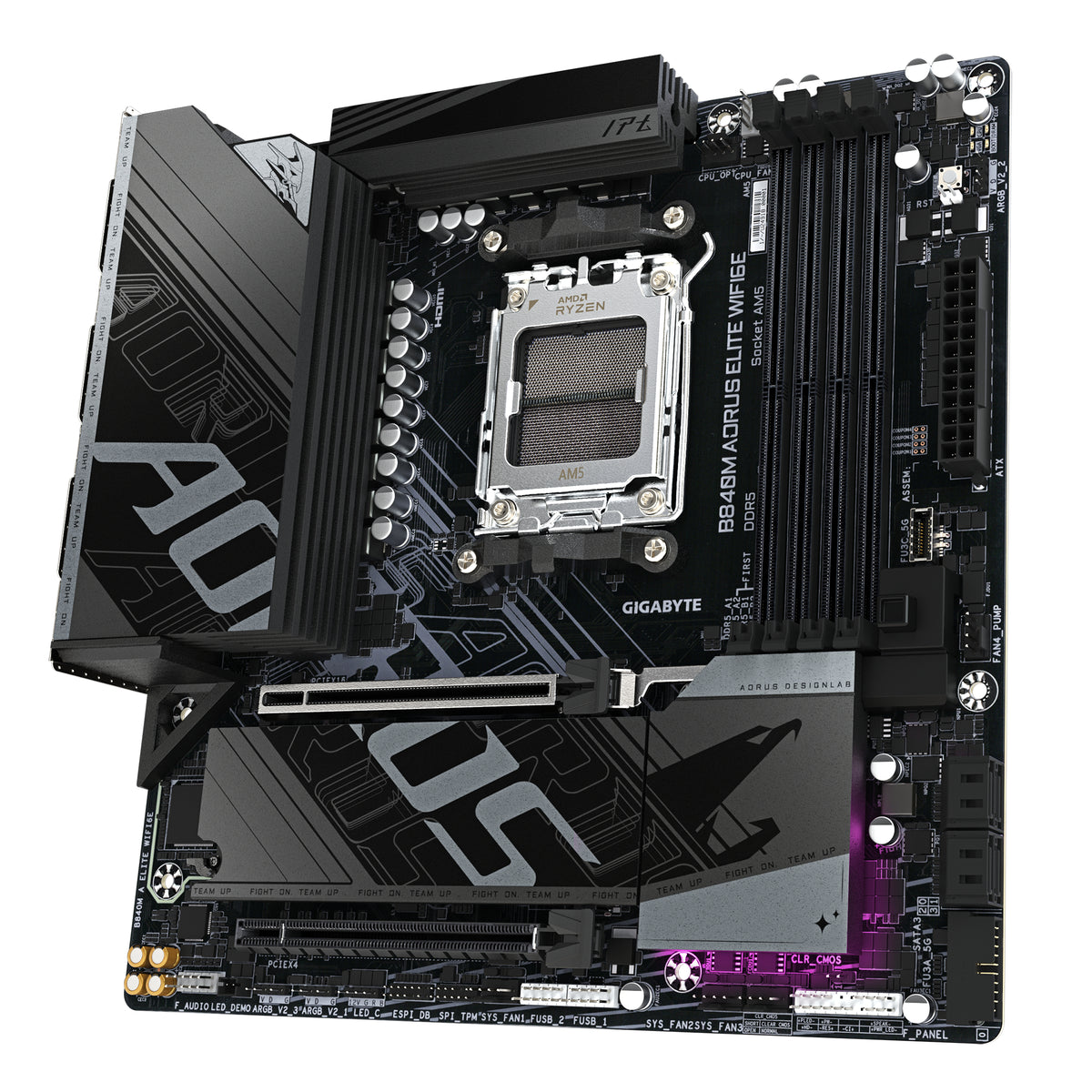 GIGABYTE B840M AORUS ELITE WIFI6E Mainboard – AMD Ryzen 9000 Prozessoren, 10+2+2 Phasen VRM, bis zu 8200 MHz DDR5 (O.C.), 2 x M.2 PCIe 4.0, Wi-Fi 6E, 2.5 GbE LAN, USB 3.2 Gen 2