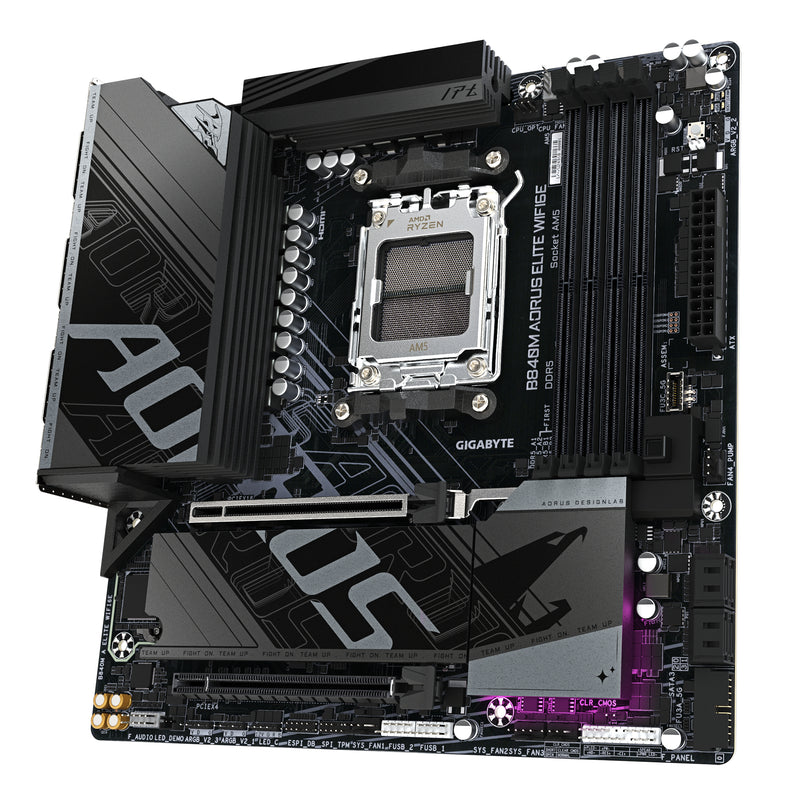 GIGABYTE B840M AORUS ELITE WIFI6E Mainboard – AMD Ryzen 9000 Prozessoren, 10+2+2 Phasen VRM, bis zu 8200 MHz DDR5 (O.C.), 2 x M.2 PCIe 4.0, Wi-Fi 6E, 2.5 GbE LAN, USB 3.2 Gen 2
