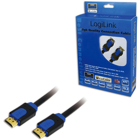 HDMI-Kabel Ethernet A -> A St/St 15.00m Gold