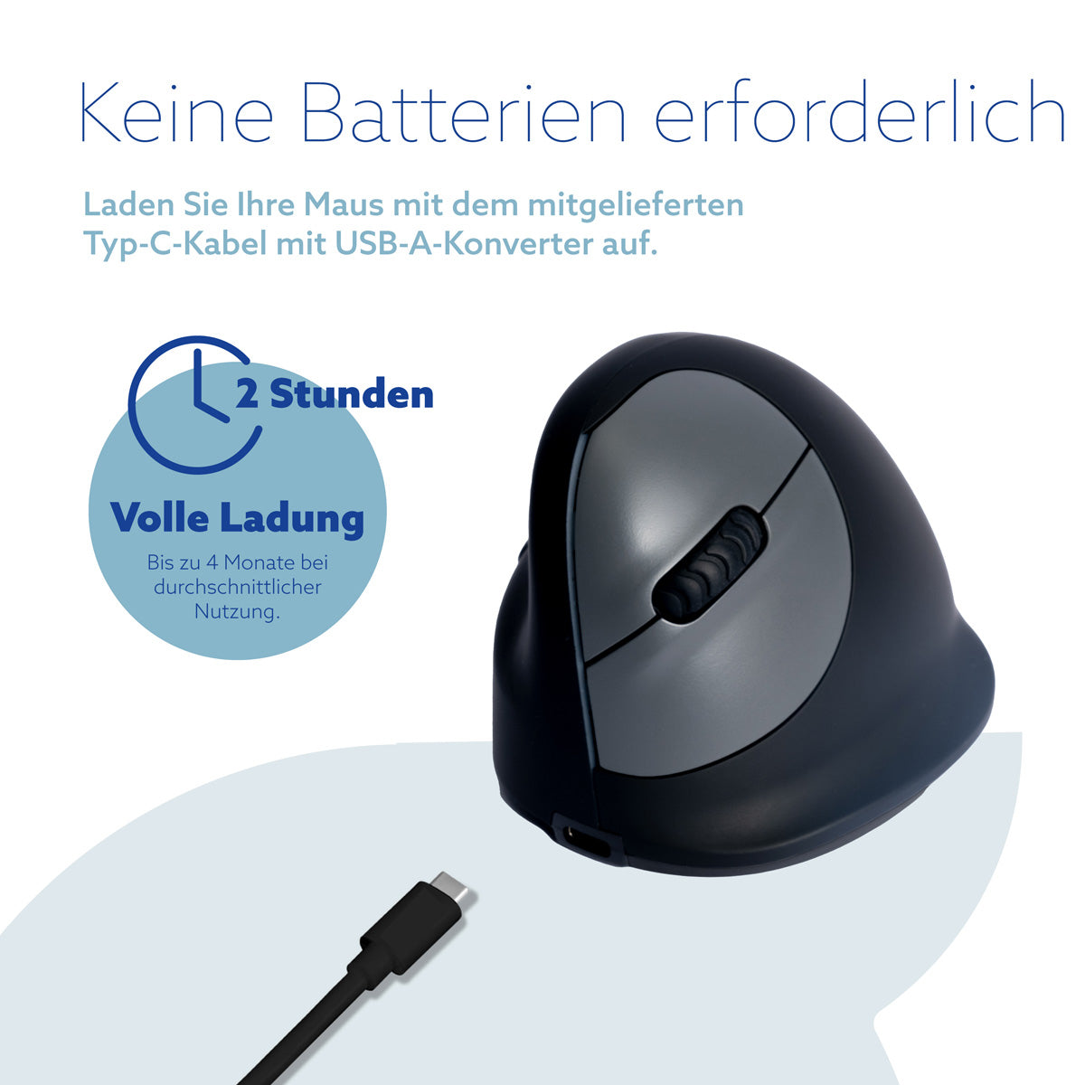R-Go Tools Ergonomische Maus R-Go HE Break mit Pausensoftware, medium (Handlänge 165-185mm), Linkshänder, bluetooth, schwarz