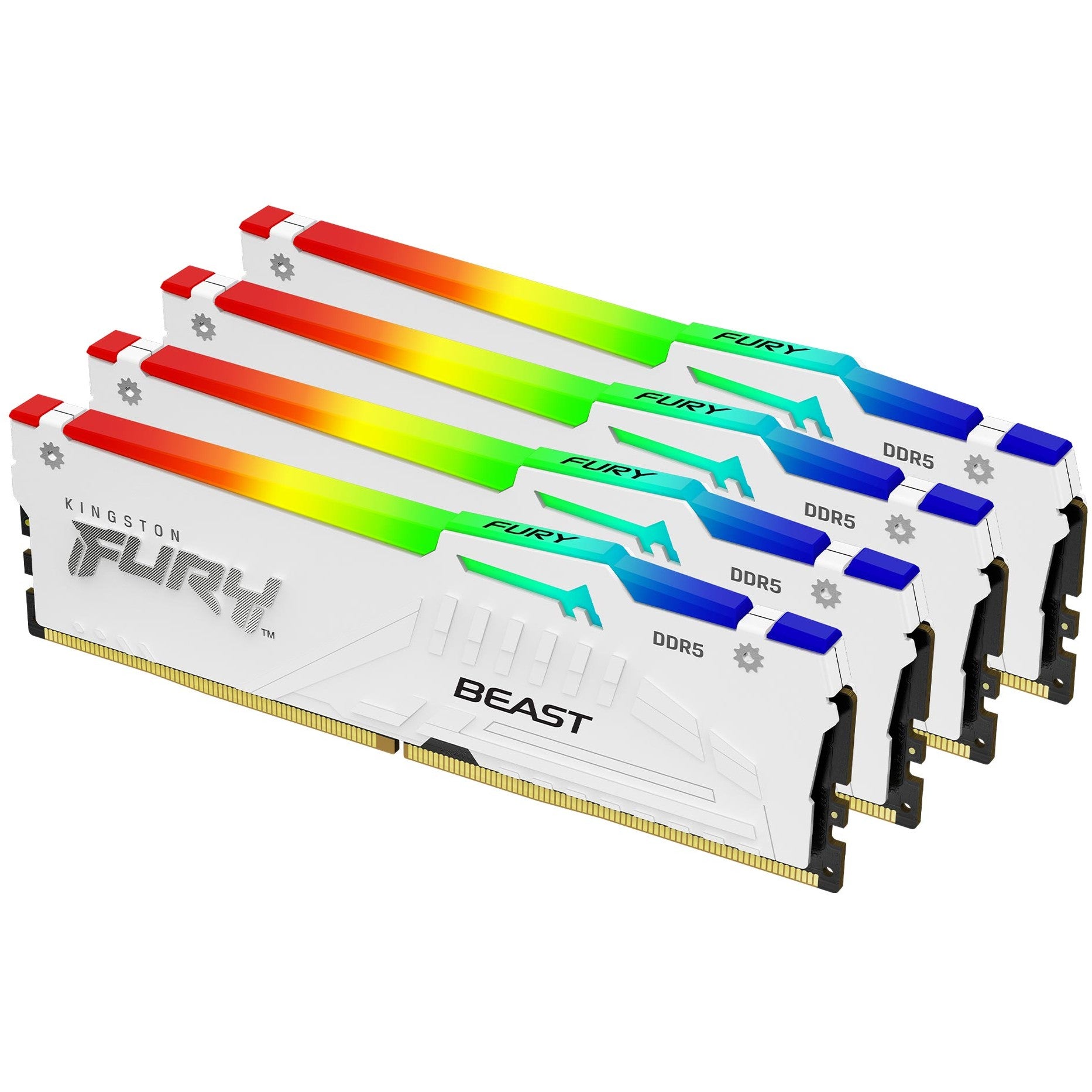 KINGSTON FURY Beast 64GB 6000MT/s DDR5 CL40 DIMM Kit of 4 White RGB XMP