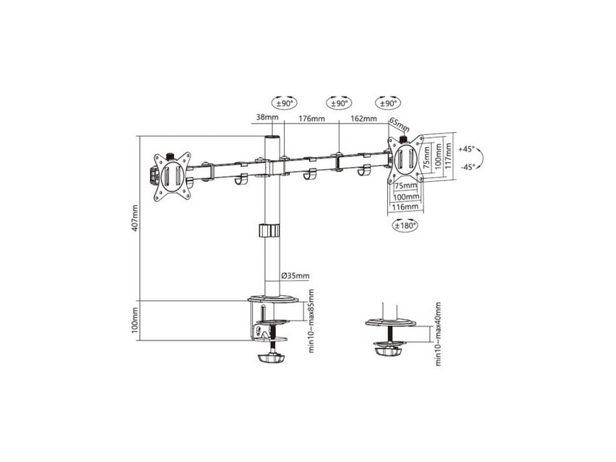 Equip 17"-32" Gelenk-Dual-Monitor-Tischhalterung