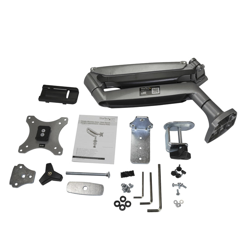 StarTech.com Tisch Monitorhalterung - Ergonomischer VESA Monitorarm - Bildschirm bis 32" und 9 kg - voll beweglich, höhenverstellbar, schwenkbar - Aluminium - C-Klemme/Durchführung - Silber