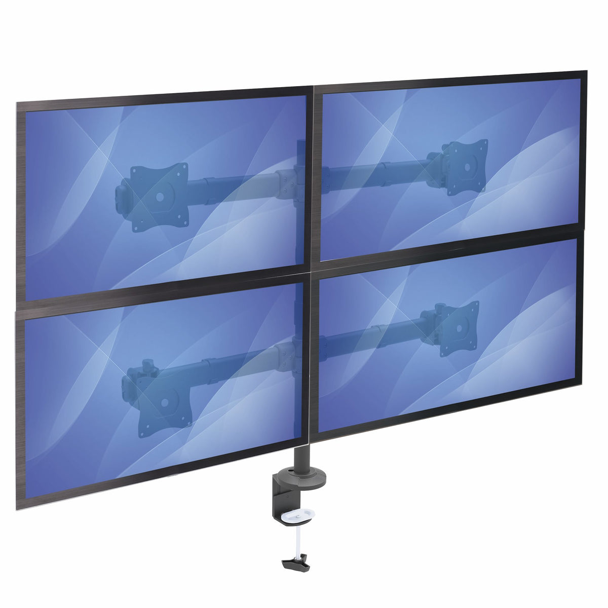 StarTech.com Tisch Monitorhalterung für vier Monitore - Monitorarm für 4 VESA Monitore(2x2) bis zu 27"(je 8kg) - Gelenkig, höhenverstellbar, Neig/Schwenk/Drehfunktion - Klemme/Durchführung