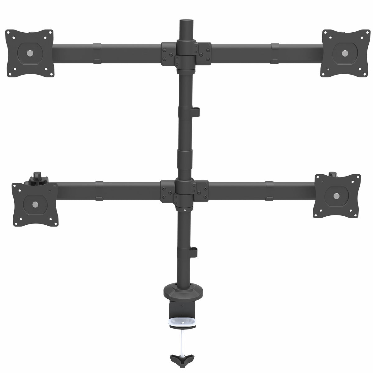 StarTech.com Tisch Monitorhalterung für vier Monitore - Monitorarm für 4 VESA Monitore(2x2) bis zu 27"(je 8kg) - Gelenkig, höhenverstellbar, Neig/Schwenk/Drehfunktion - Klemme/Durchführung