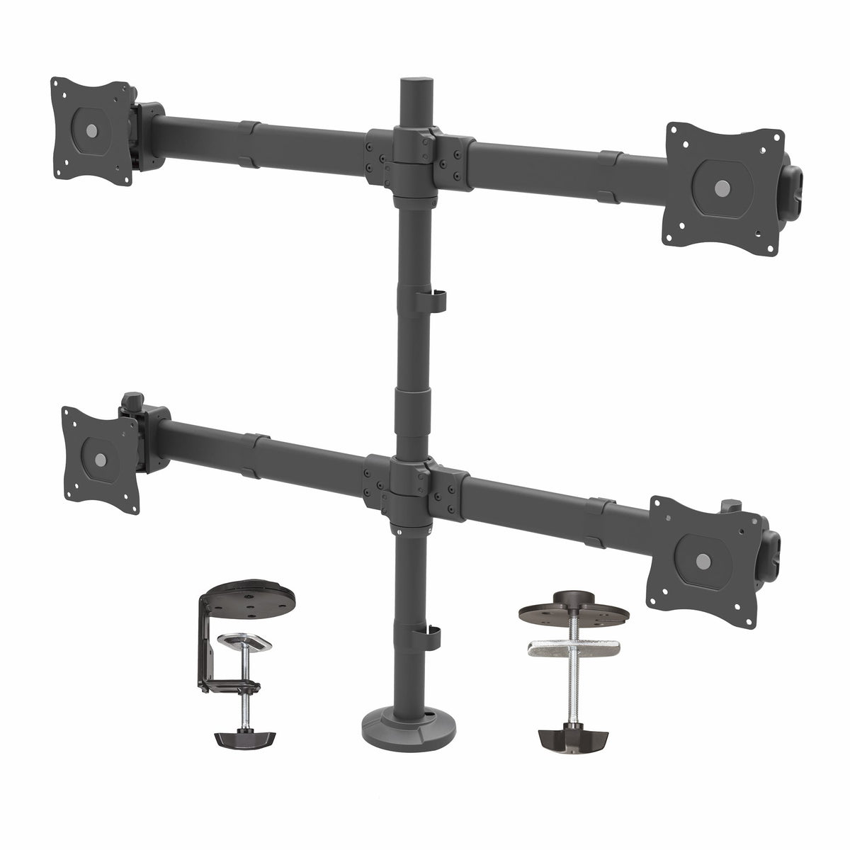 StarTech.com Tisch Monitorhalterung für vier Monitore - Monitorarm für 4 VESA Monitore(2x2) bis zu 27"(je 8kg) - Gelenkig, höhenverstellbar, Neig/Schwenk/Drehfunktion - Klemme/Durchführung