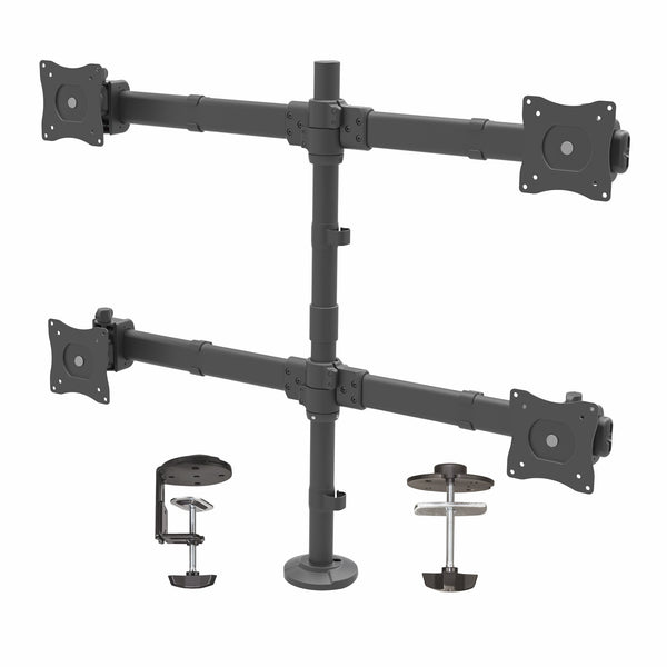 StarTech.com Tisch Monitorhalterung für vier Monitore - Monitorarm für 4 VESA Monitore(2x2) bis zu 27"(je 8kg) - Gelenkig, höhenverstellbar, Neig/Schwenk/Drehfunktion - Klemme/Durchführung