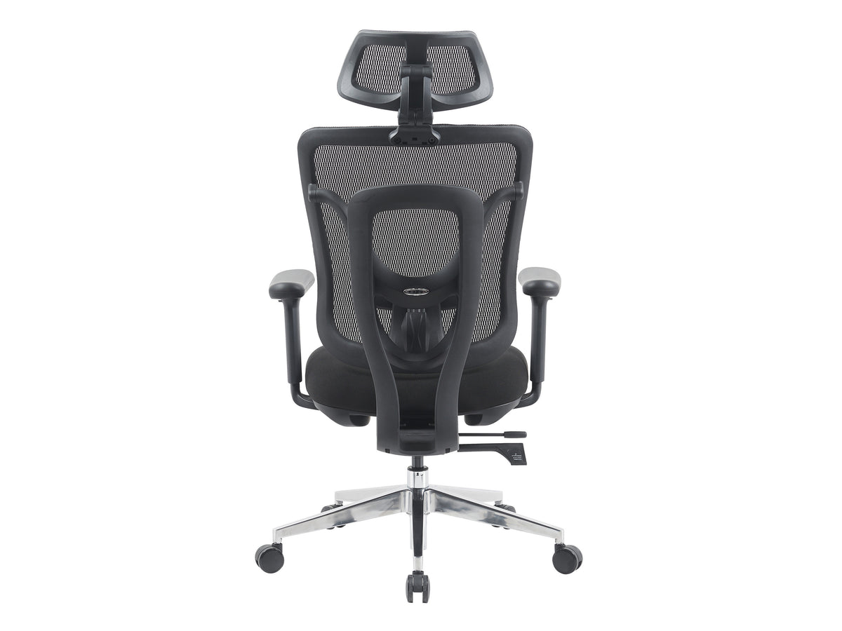 Equip 651054 Ergonomischer Bürostuhl, Nylon-Netzgewebe, 4D-Kopfstütze, 3D-Armlehnen, Synchronmechanik, Schwarz