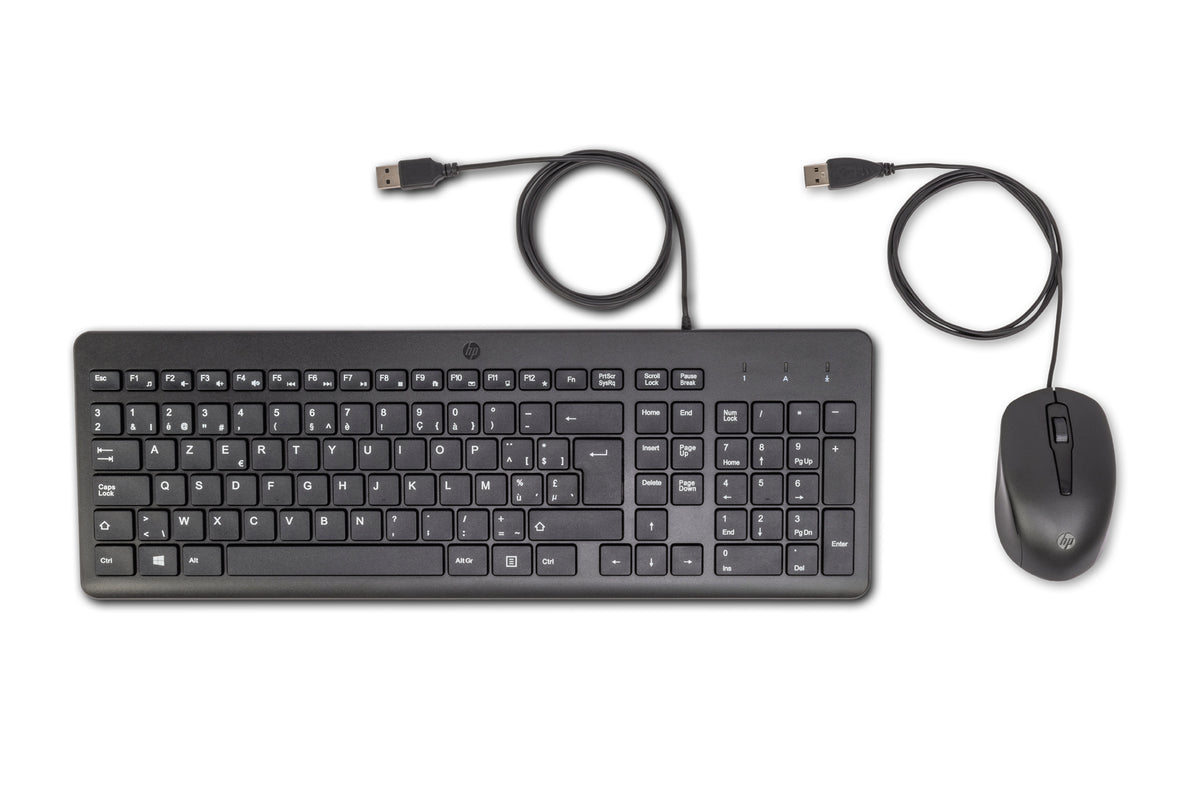 HP 150 Wired Mouse and Keyboard Tastatur Maus enthalten Heimbüro USB AZERTY Belgisch Schwarz