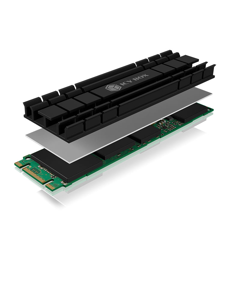 ICY BOX IB-M2HS-701, Kühlkörperset für M.2 2280 SSD, für PC/PS5, Aluminium, 5 mm dick