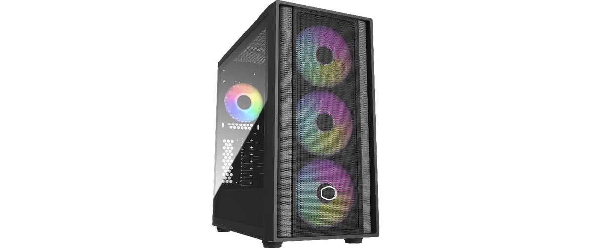 Cooler Master MasterBox 600 ATX Mid Tower Black with Tempered Glass Side Panel and USB 3.2 Gen 2x2 Type-C, USB 3.2 Gen 1 Type-A
