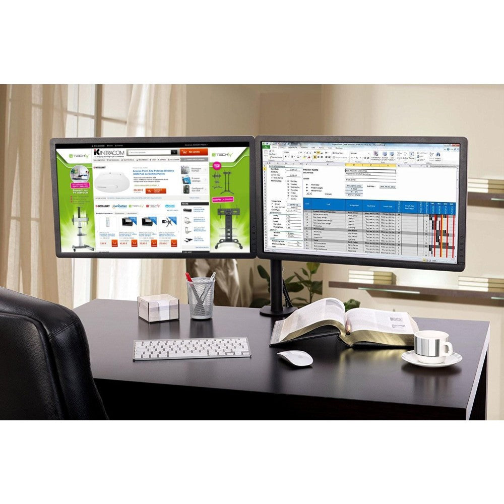 Techly ICA-LCD 382-D Flachbildschirm-Tischhalterung 68,6 cm (27") Tisch/Bank Schwarz