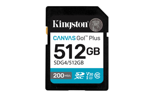 Kingston Technology Canvas Go! Plus 512GB SDXC Canvas Go Plus Gen4 200MB/s C10 UHS-I U3 V30