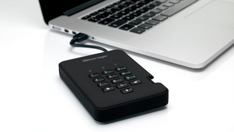 iStorage diskAshur2 256-bit 2TB USB 3.2 secure encrypted solid-state drive - Blue IS-DA2-256-SSD-2000-BE