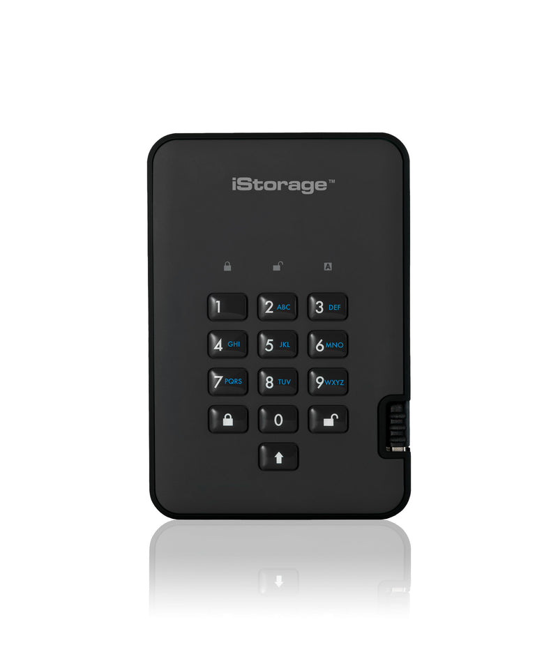 iStorage diskAshur2 256-bit 2TB USB 3.2 secure encrypted solid-state drive - Blue IS-DA2-256-SSD-2000-BE