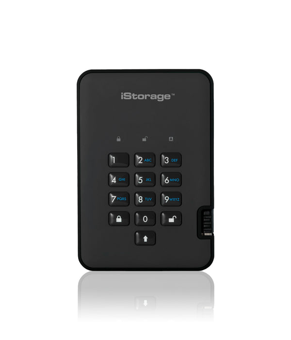 iStorage diskAshur2 256-bit 1TB USB 3.2 secure encrypted solid-state drive - Black IS-DA2-256-SSD-1000-B