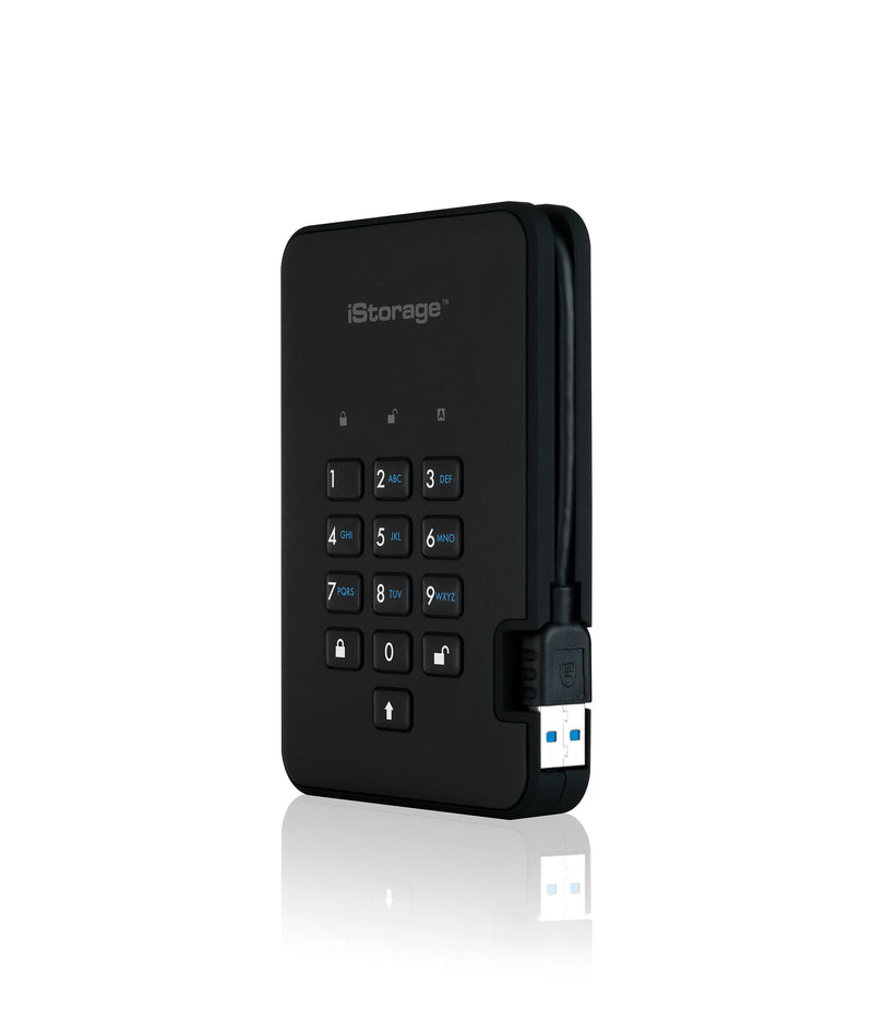 iStorage diskAshur2 256-bit 2TB USB 3.2 secure encrypted solid-state drive - Blue IS-DA2-256-SSD-2000-BE