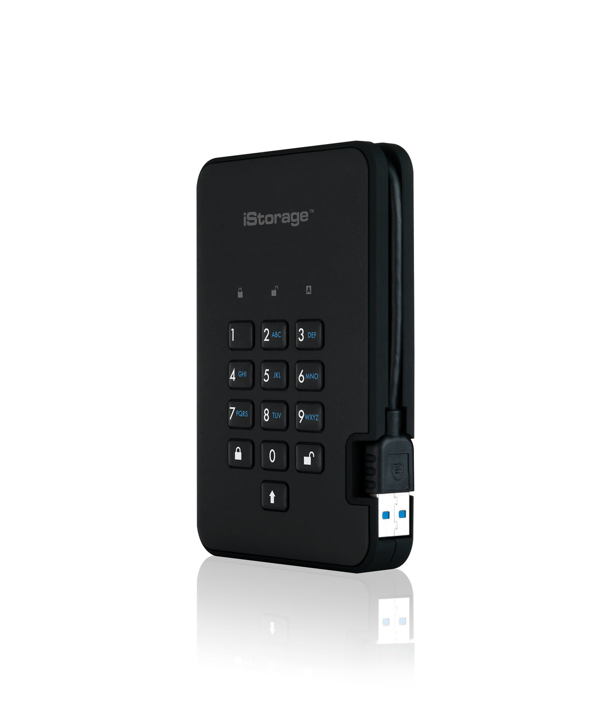 iStorage diskAshur2 256-bit 256GB USB 3.2 secure encrypted solid-state drive - Blue IS-DA2-256-SSD-256-BE