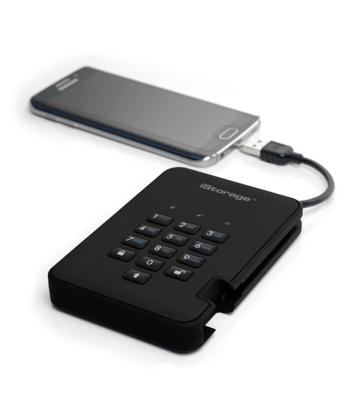 iStorage diskAshur2 256-bit 256GB USB 3.2 secure encrypted solid-state drive - Blue IS-DA2-256-SSD-256-BE