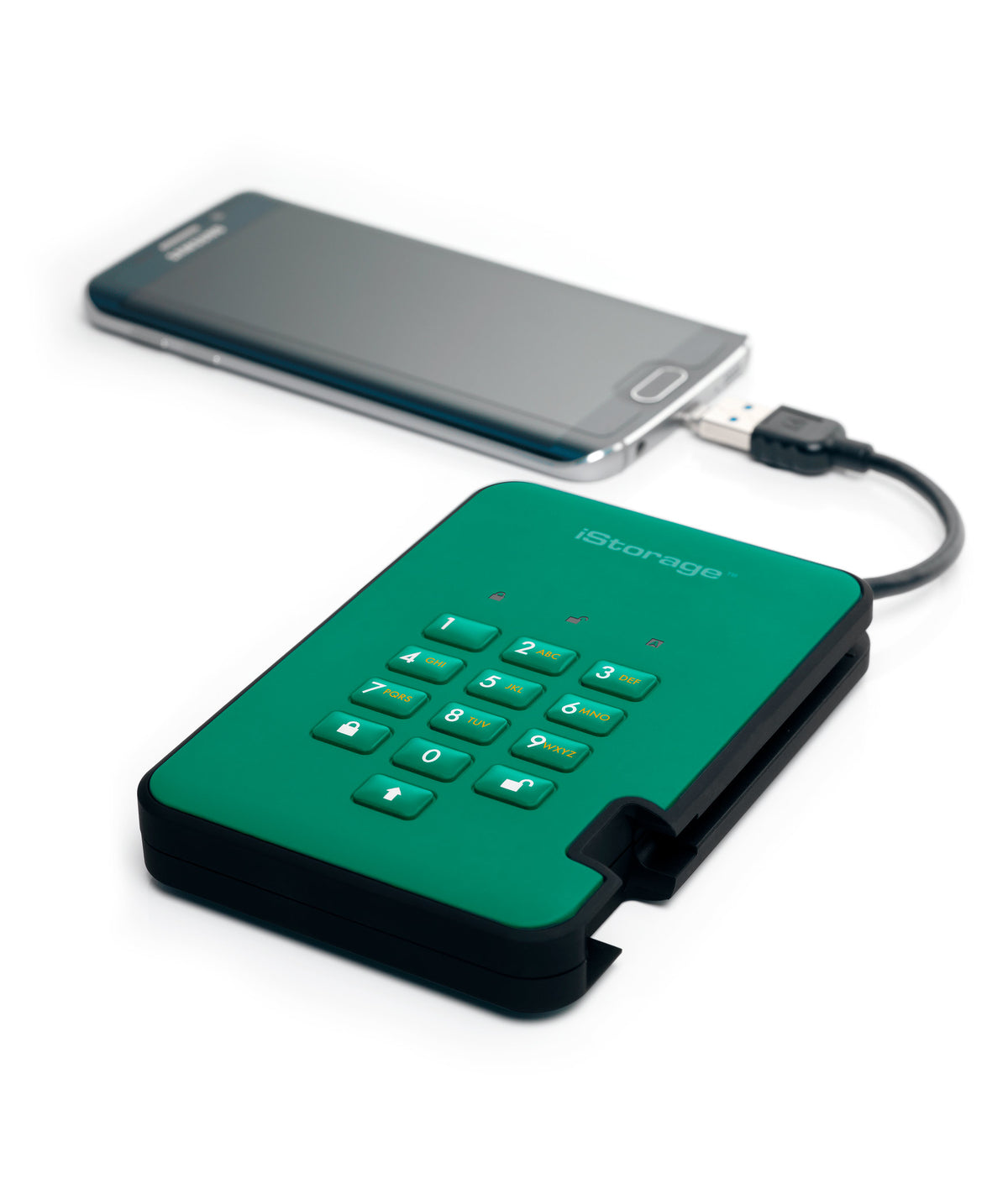 iStorage diskAshur2 256-bit 5TB USB 3.2 secure encrypted hard drive - Green IS-DA2-256-5000-GN