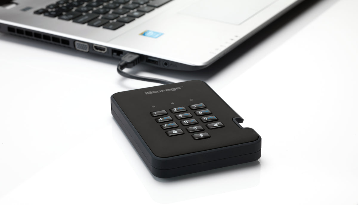 iStorage diskAshur2 256-bit 2TB USB 3.2 secure encrypted solid-state drive - Black IS-DA2-256-SSD-2000-B