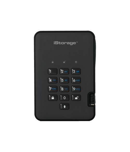 iStorage diskAshur2 256-bit 2TB USB 3.2 secure encrypted solid-state drive - Black IS-DA2-256-SSD-2000-B