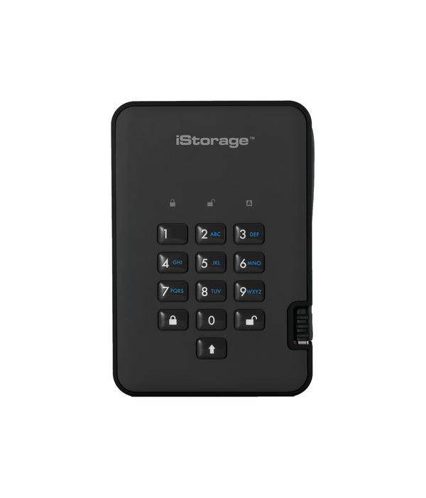 iStorage diskAshur2 256-bit 2TB USB 3.2 secure encrypted solid-state drive - Black IS-DA2-256-SSD-2000-B