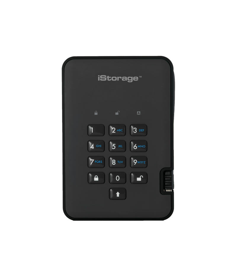 iStorage diskAshur2 256-bit 2TB USB 3.2 secure encrypted solid-state drive - Black IS-DA2-256-SSD-2000-B