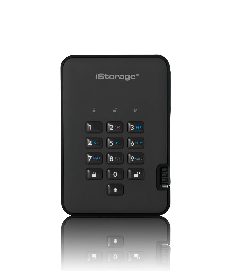 iStorage diskAshur2 256-bit 2TB USB 3.2 secure encrypted solid-state drive - Black IS-DA2-256-SSD-2000-B