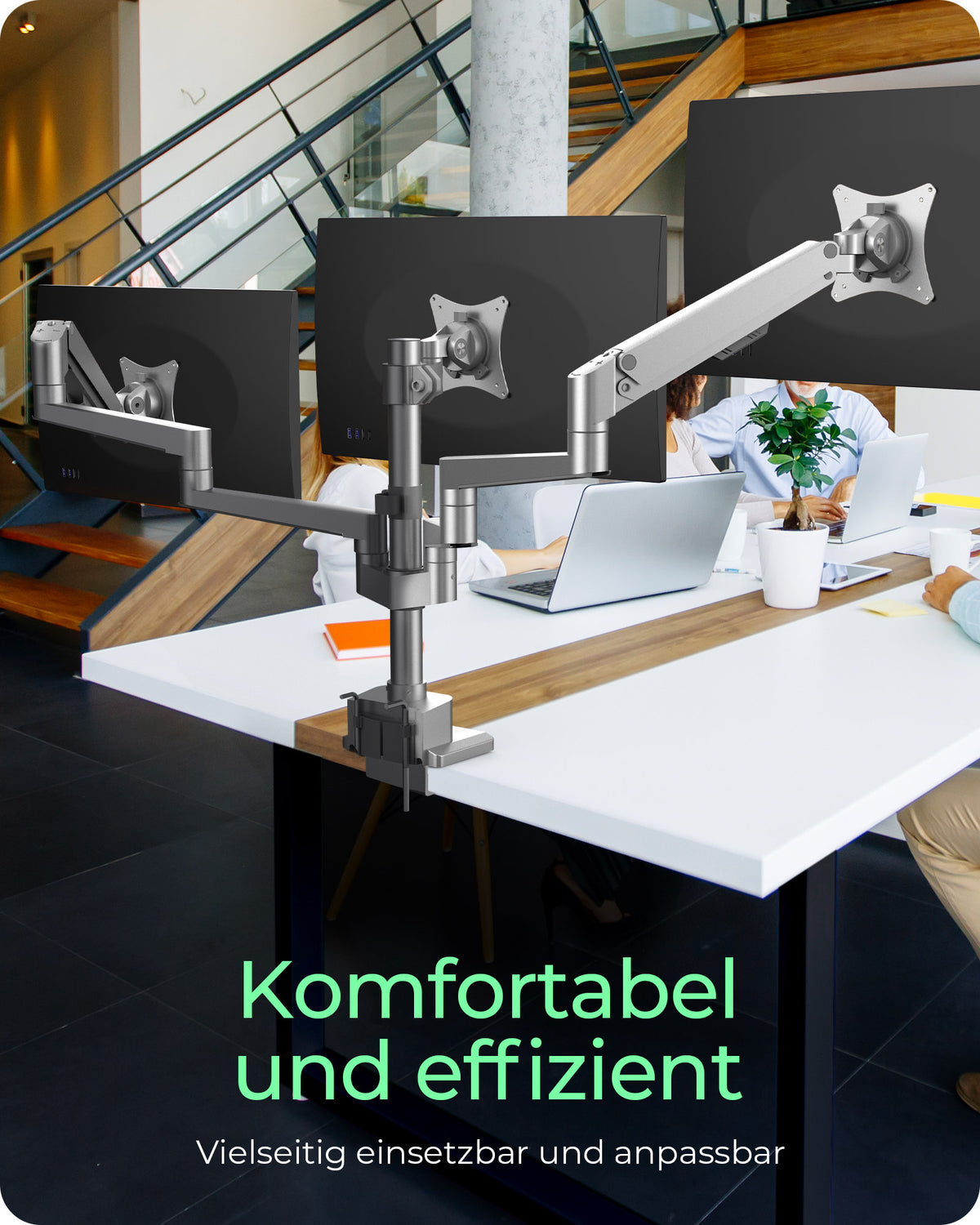 ICY BOX IB-MS525-T, Monitorständer mit Tischhalterung für drei Monitore bis zu 30" (76 cm)