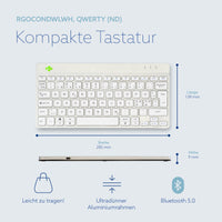 R-Go Tools Ergonomische Tastatur R-Go Compact Break, kompakte Tastatur mit Pausensoftware, QWERTY (NORDIC), Bluetooth, Weiß